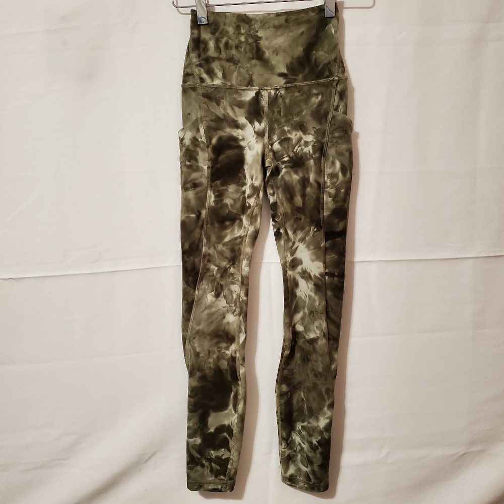 🛍 LULULEMO MARBLE PRINT WOMENS ATHLETIC PANTS - GREEN